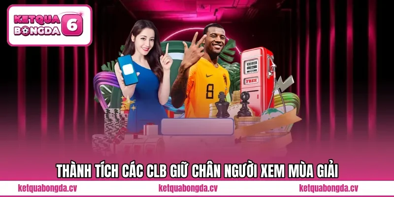 Thành tích các CLB giữ chân người xem mùa giải 